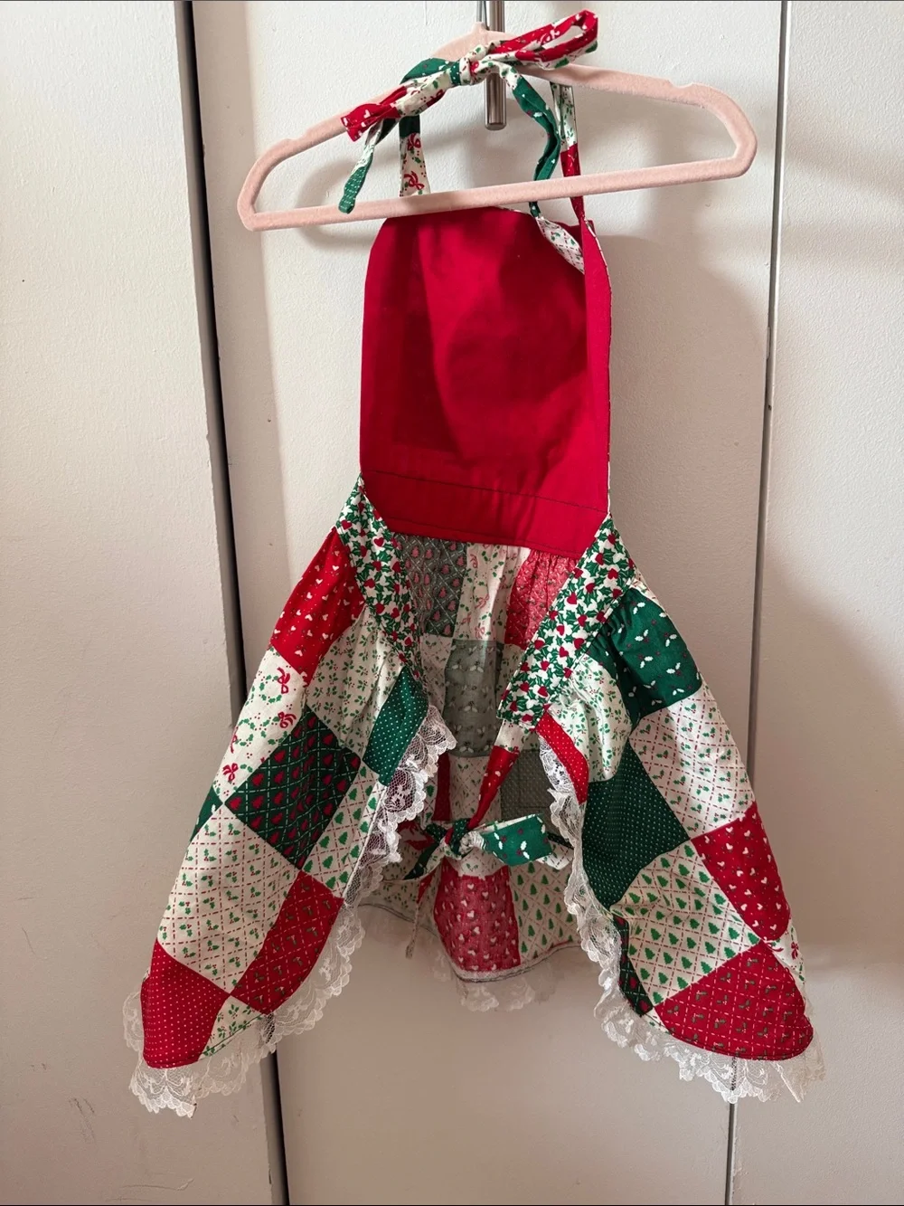 Christmas Patchwork Apron Kids - Red & Green